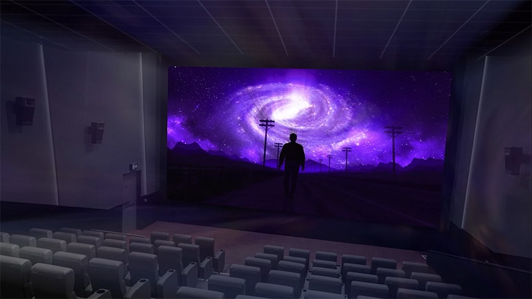 he LED Cinema embodies a distinct black color, showing the contrast between the dark shadow and bright sky